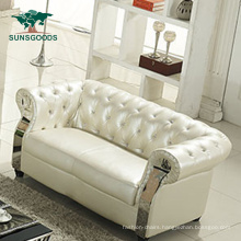 European Modern Living Room Wood Frame Genuine Bonded Leather Chesterfield Sofa